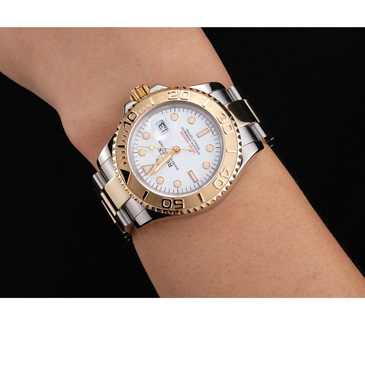 Aaa fake watches Bracelet Two White Swiss Gold Yacht-Master Stainless Steel Case Dial Bezel Tone Rolex 0719